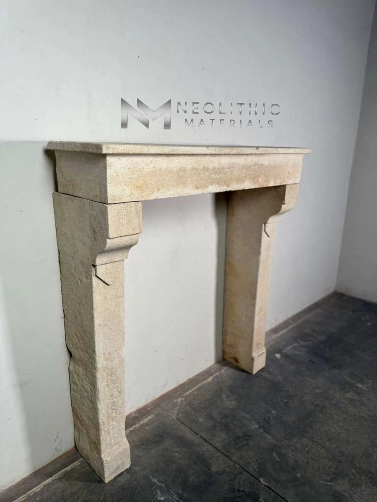 French Antique 19th Century Limestone Mantle - Image 3